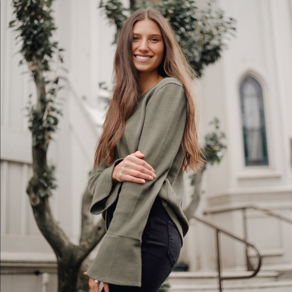 ruffle cuff ribbed top madewell